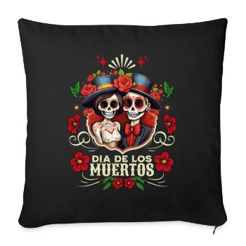 Dia De los Muertos Skulls Skull Man Woman - Sofa pillowcase 17,3'' x 17,3'' (45 x 45 cm) - black - Front