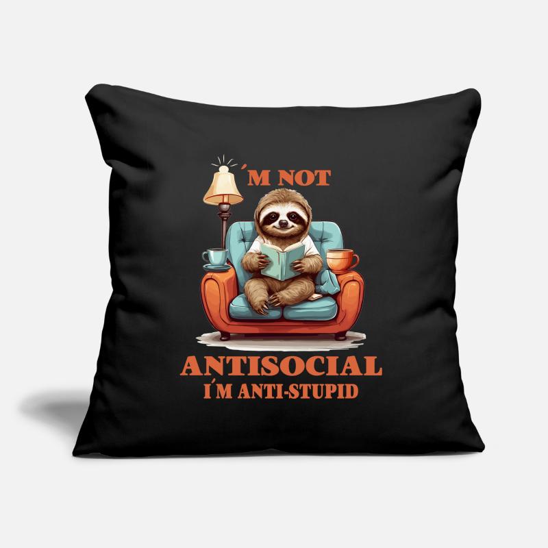 Clever sloth with book Sofa pillowcase 17,3'' x 17,3'' (45 x 45 cm)