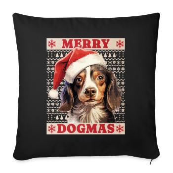 Dog Christmas Merry Dogmas Santa Hat Ugly - Sofa pillowcase 17,3'' x 17,3'' (45 x 45 cm) - black - Front