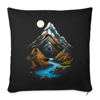 Mountain peaks in the moonlight - Sofa pillowcase 17,3'' x 17,3'' (45 x 45 cm) - black - Front
