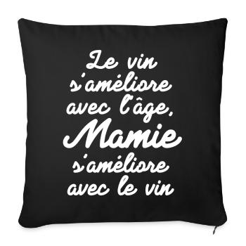 mamie, mamie humour, grand-mère - Housse de coussin décorative 45 x 45 cm - noir - Devant