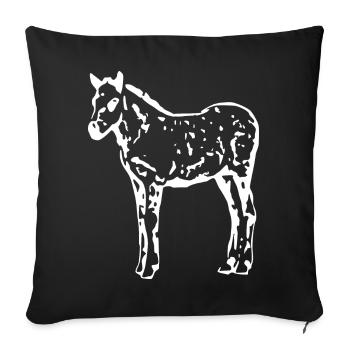 cheval blanc cheval blanc t-shirt cadeau cavalier - Housse de coussin décorative 45 x 45 cm - noir - Devant