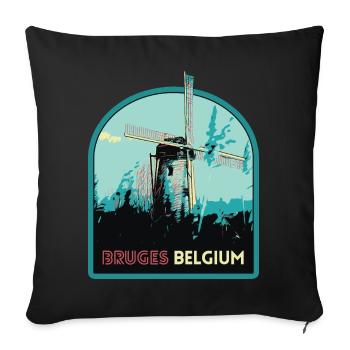 Illustration Windmill near Bruges - Sofa pillowcase 17,3'' x 17,3'' (45 x 45 cm) - black - Front