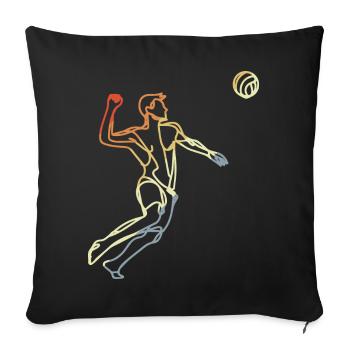 Beach Volley-ball Vintage Line Art - Housse de coussin décorative 45 x 45 cm - noir - Devant