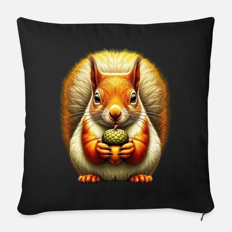Eichhörnchen - Sofakissenbezug 45 x 45 cm - Schwarz