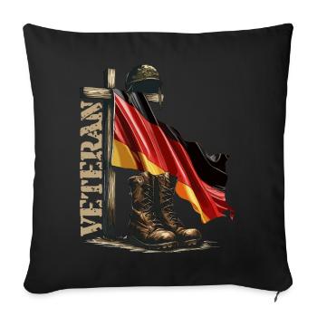 Gedenkflagge und Stiefel Veteranentag Veteran - Sofakissenbezug 45 x 45 cm - Schwarz - Vorne