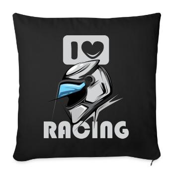 I Love Racing Racing Motorcycle Car Icon - Sofa pillowcase 17,3'' x 17,3'' (45 x 45 cm) - black - Front