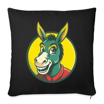 Âne Mignon Kawaii Dessin animé Clipart Animal de compagnie - Housse de coussin décorative 45 x 45 cm - noir - Devant