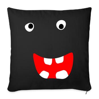 Monstre Halloween Bande dessinée Visage effrayant Visage cool - Housse de coussin décorative 45 x 45 cm - noir - Devant