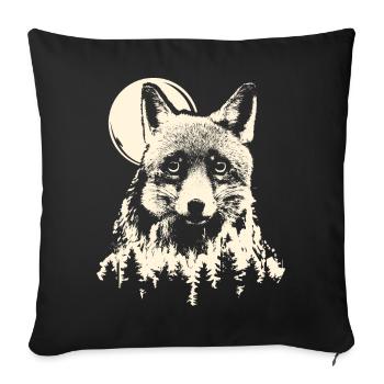 Fox Forest Moon Nature Tree Moonlight Animals Symbol - Sofa pillowcase 17,3'' x 17,3'' (45 x 45 cm) - black - Front