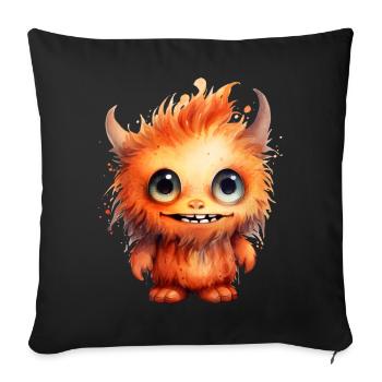 Flammenfell Freund Monster - Sofakissenbezug 45 x 45 cm - Schwarz - Vorne