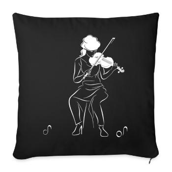 Violinist Drawing - Sofa pillowcase 17,3'' x 17,3'' (45 x 45 cm) - black - Front