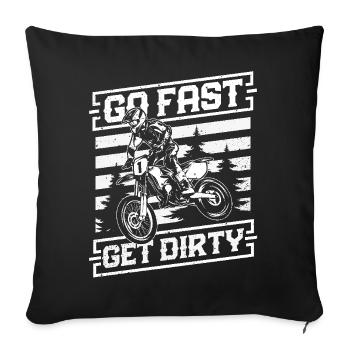 Ride Fast, Get Dirty - Motocross Saying - Sofa pillowcase 17,3'' x 17,3'' (45 x 45 cm) - black - Front