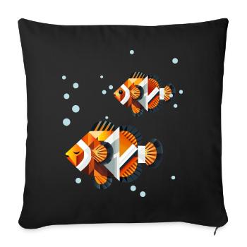 Two Clownfish – Geometric Ocean Illustration - Sofa pillowcase 17,3'' x 17,3'' (45 x 45 cm) - black - Front