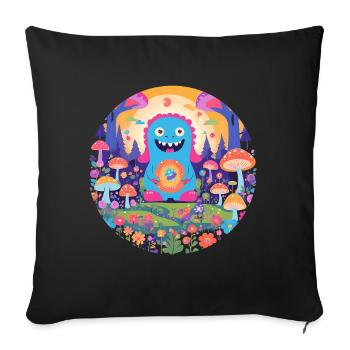Mignon et drôle câlin monstre enfants - Housse de coussin décorative 45 x 45 cm - noir - Devant
