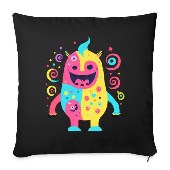 Mignon et drôle câlin monstre enfants - Housse de coussin décorative 45 x 45 cm - noir - Devant