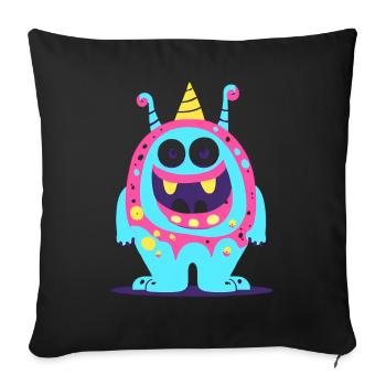 Mignon et drôle câlin monstre enfants - Housse de coussin décorative 45 x 45 cm - noir - Devant