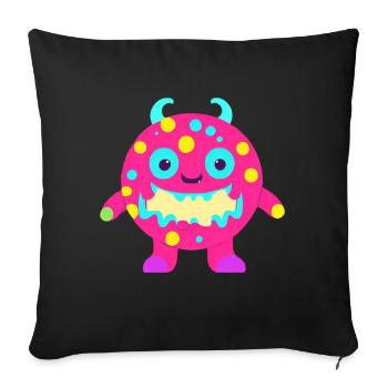 Mignon et drôle câlin monstre enfants - Housse de coussin décorative 45 x 45 cm - noir - Devant