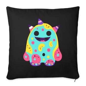 Mignon et drôle câlin monstre enfants - Housse de coussin décorative 45 x 45 cm - noir - Devant