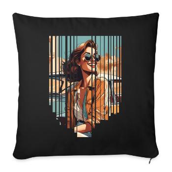 fille girlie sauvage punk freestyle amour peace style - Housse de coussin décorative 45 x 45 cm - noir - Devant