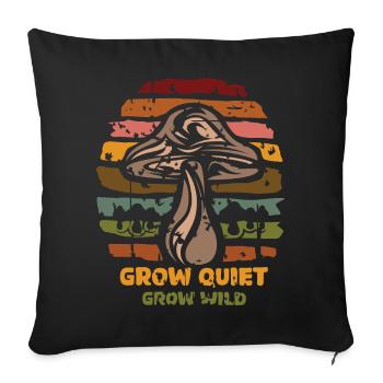 Mushroom Collector - amoureux de la nature à la culture rétro - Housse de coussin décorative 45 x 45 cm - noir - Devant
