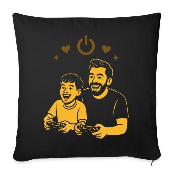 Dad & Kid Gaming - Retro Gamer Vibes - Sofa pillowcase 17,3'' x 17,3'' (45 x 45 cm) - black - Front