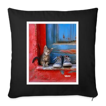 sweet cat - Sofa pillowcase 17,3'' x 17,3'' (45 x 45 cm) - black - Front