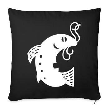 Fish on the hook white Vectorgraphic - Sofa pillowcase 17,3'' x 17,3'' (45 x 45 cm) - black - Front