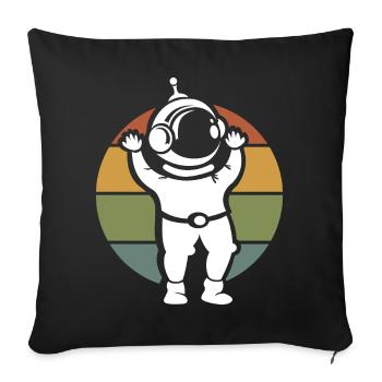vintage astronaut illustration - retro cartoon - Sofa pillowcase 17,3'' x 17,3'' (45 x 45 cm) - black - Front