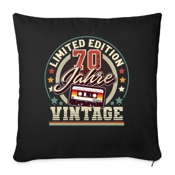 70e anniversaire Vintage - Housse de coussin décorative 45 x 45 cm - noir - Devant