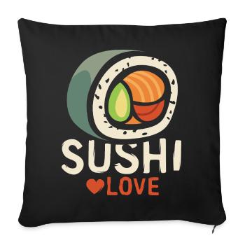 Sushi Love – Lustiges Foodie Herz Design - Sofakissenbezug 45 x 45 cm - Schwarz - Vorne