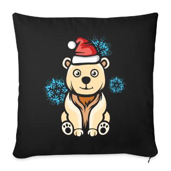 Christmas Polar Bear with Snowflakes - Sofa pillowcase 17,3'' x 17,3'' (45 x 45 cm) - black - Front
