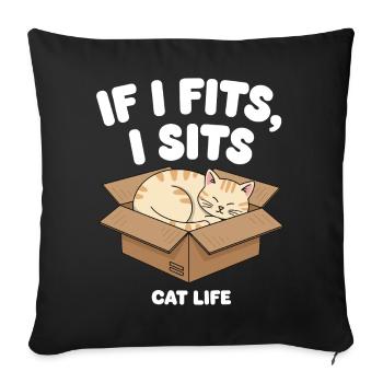 If it fits, cat sits in a box - Sofa pillowcase 17,3'' x 17,3'' (45 x 45 cm) - black - Front