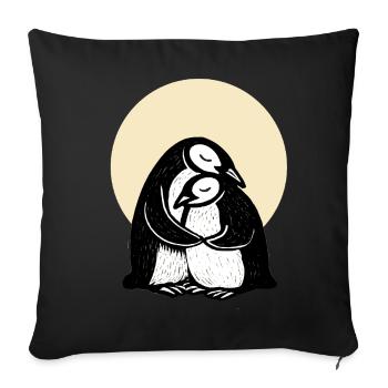 Hugging Penguins Duo - Sofa pillowcase 17,3'' x 17,3'' (45 x 45 cm) - black - Front