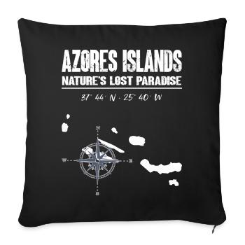 Iles des Açores Boussole Vintage - Housse de coussin décorative 45 x 45 cm - noir - Devant