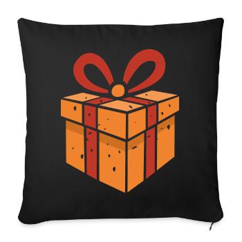 Cartoon gift box in retro style - Sofa pillowcase 17,3'' x 17,3'' (45 x 45 cm) - black - Front