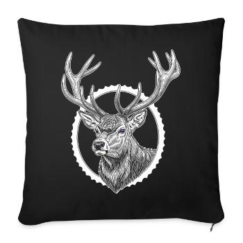 Le cerf jette un coup d’œil hors de la fissure - Cadeau de chasseur de forêt - Housse de coussin décorative 45 x 45 cm - noir - Devant
