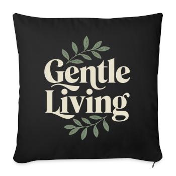 Vivre en douceur – Feuilles vintage - Housse de coussin décorative 45 x 45 cm - noir - Devant