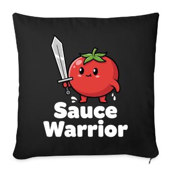 Guerrier tomate à l'épée - Housse de coussin décorative 45 x 45 cm - noir - Devant