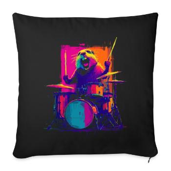 Groundhog on Drums - Rock Drummer Gift - Sofa pillowcase 17,3'' x 17,3'' (45 x 45 cm) - black - Front