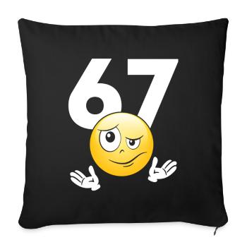 Numer 67 z emotikonem - Sofa pillowcase 17,3'' x 17,3'' (45 x 45 cm) - black - Front