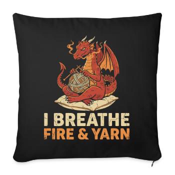 Funny Yarn Dragon Knitting Knitters - Sofa pillowcase 17,3'' x 17,3'' (45 x 45 cm) - black - Front