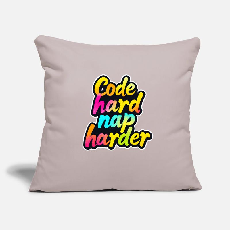 Code Hard Nap Harder Funny Programmer Tee Housse de coussin décorative 45 x 45 cm