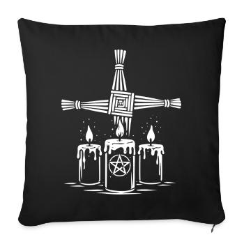 Imbolc Brigid Cross with ritual candles - Sofa pillowcase 17,3'' x 17,3'' (45 x 45 cm) - black - Front