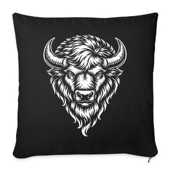 Tribal Bison – Mystical Wild Animal Motif - Sofa pillowcase 17,3'' x 17,3'' (45 x 45 cm) - black - Front