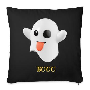 Fantôme duveteux à la langue - Housse de coussin décorative 45 x 45 cm - noir - Devant