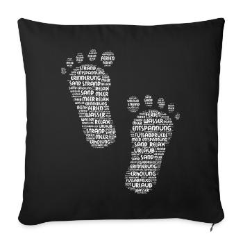 Pieds, pieds nus, grands pieds, empreintes, empreintes de pas - Housse de coussin décorative 45 x 45 cm - noir - Devant