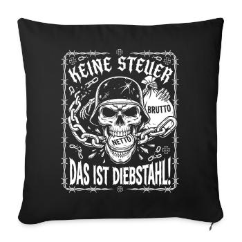 No tax This is theft, skull - Sofa pillowcase 17,3'' x 17,3'' (45 x 45 cm) - black - Front