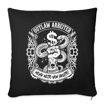 Ouvrier hors-la-loi écrase le poing du serpent fiscal - Housse de coussin décorative 45 x 45 cm - noir - Devant