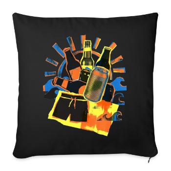 Soleil d’été de la bière - Housse de coussin décorative 45 x 45 cm - noir - Devant